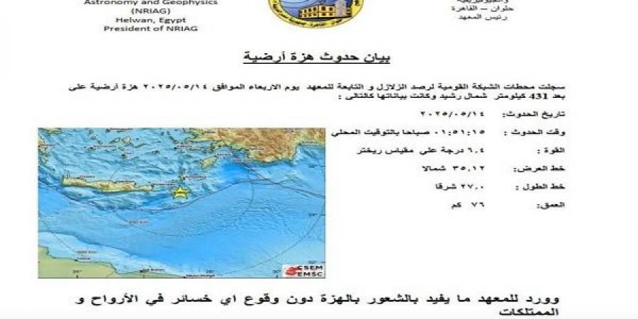 " البحوث الفلكية " يصدر بيانا بشأن الزلزال - تكنو بلس