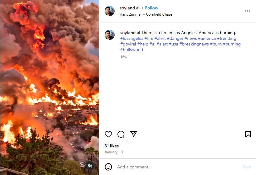 لقطة من الفيديو المنشور في حساب Soyland.ai في انستغرام في 10 ك2 2025