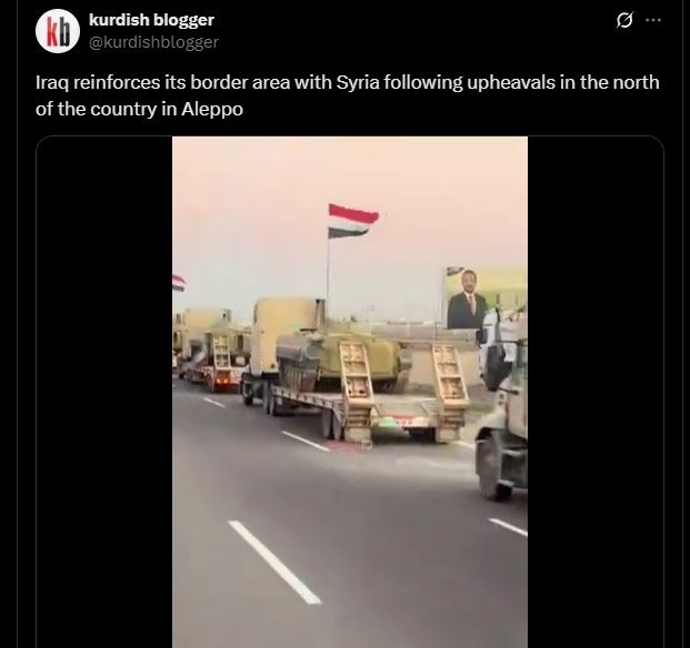 لقطة من الفيديو المنشور في حساب kurdish blogger في اكس في 2 ك1 2024