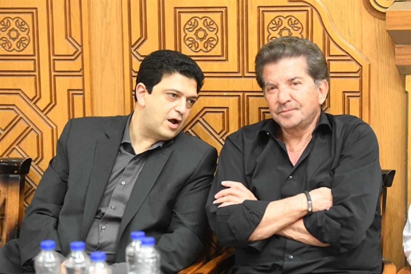 وليد توفيق في عزاء وليد مصطفى