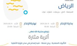 حالة الطقس اليوم في الرياض الإنذار البرتقالي في المجمعة وثادق وحريملاء وشقراء ومرات