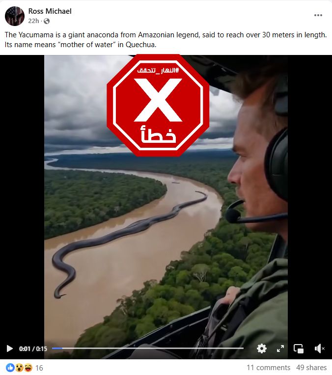لقطة من الفيديو المتناقل بالمزاعم الخاطئة (فايسبوك)