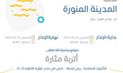 حالة الطقس اليوم في المدينة المنورة الإنذار الأصفر في بدر ووادي الفرع وينبع