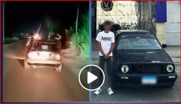ضبط قائد سيارة سمح لشخصين بالجلوس خارج النافذة بدمياط