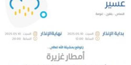 حالة الطقس اليوم في عسير: الإنذار الأحمر في النماص وبلقرن وتنومة - تكنو بلس