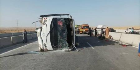إصابة 11 شخصا في انقلاب «ميكروباص» أعلى دائري المنيب باتجاه المعادي - تكنو بلس